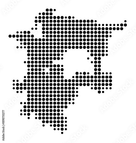 Symbol Map of the Landkreis Suedliche Weinstrasse (Rheinland-Pfalz, Germany) showing the county with a pattern of just a few black dots