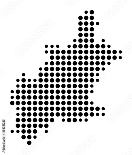 Symbol Map of the Kreisfreie Stadt Zweibruecken (Rheinland-Pfalz, Germany) showing the county with a pattern of just a few black dots