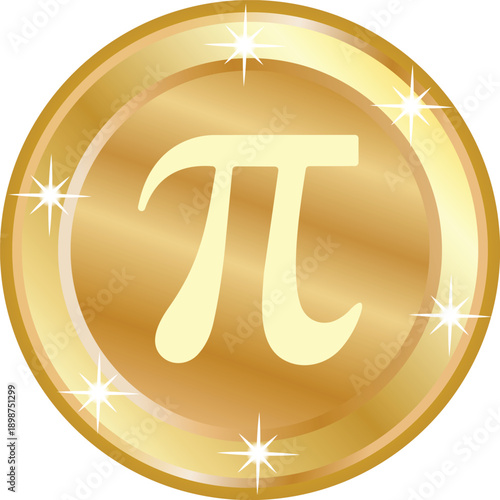 Golden Pi Symbol Coin Illustration