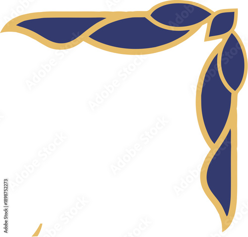 Decorative Blue and Gold Leaf Design.