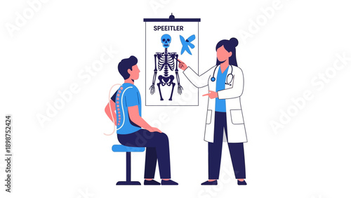 Medical Consultation: A doctor examines a patient, illustrating medical concept.