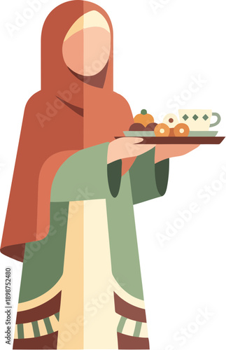 Woman in Hijab Holding Food Tray 1.