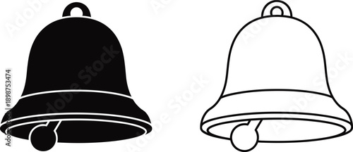 Two distinct bells one black and one white side by side