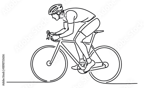Line art illustration of a cyclist on a racing bicycle depicting a ride for sport and fitness
