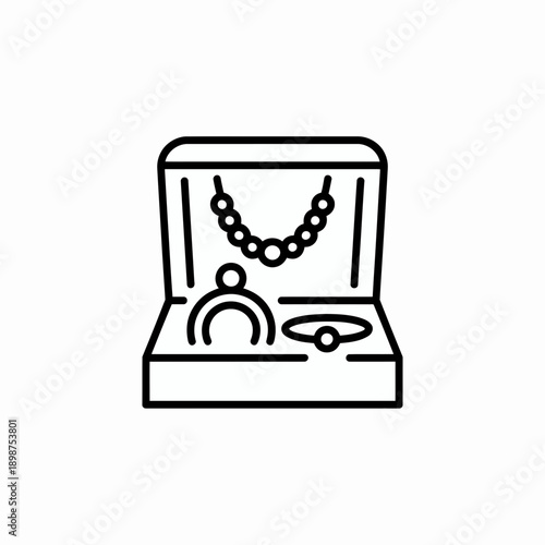 Elegant display case showcasing a necklace and a pair of earrings isolated on white background, Vector, illustration