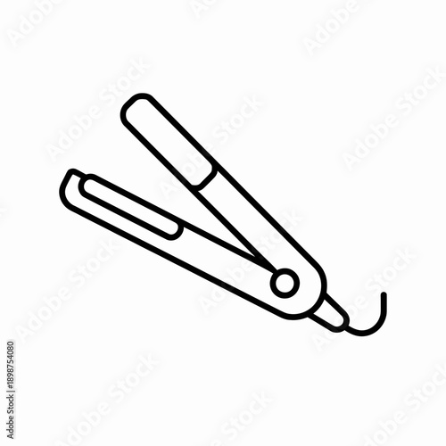 Line drawing of a straightening hair iron with temperature control dial. isolated on white background, Vector, illustration
