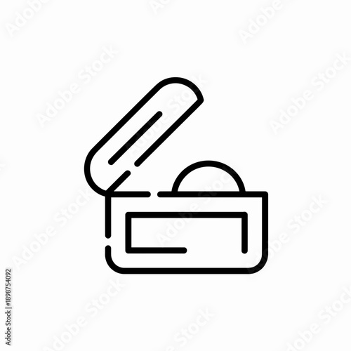 Open makeup compact with a mirror and powder puff inside isolated on white background, Vector, illustration