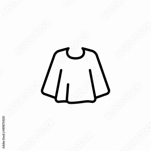 Simple line drawing of a flared dress or skirt with a round neckline isolated on white background, Vector, illustration