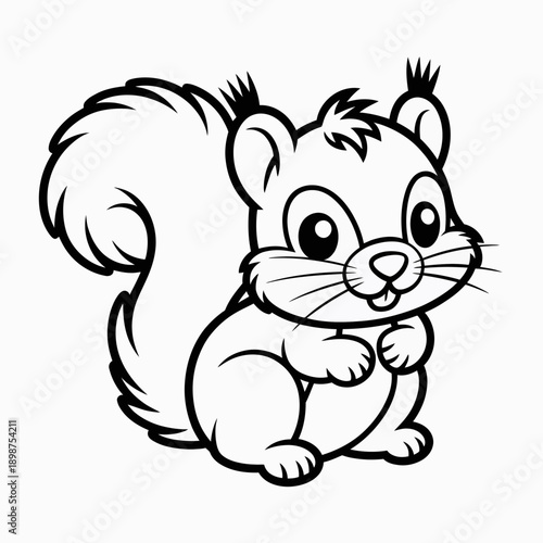 A cheerful cartoon squirrel sitting upright on its hind legs isolated on white background, Vector, illustration
