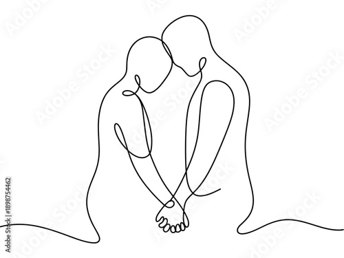 Emotional embrace between two individuals sharing a tender moment together isolated on white background, Vector, illustration