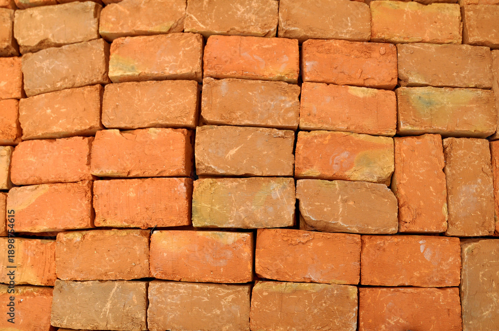 Fototapeta premium Finished fired brick made of clay