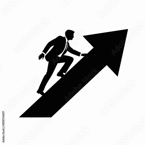 A determined individual climbing an upward trajectory symbolizing progress and success. isolated on white background, Vector, illustration