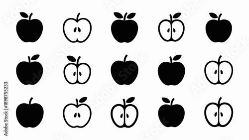 Arrangement of apples in organized rows and clusters on a plain background isolated on white background, Vector, illustration