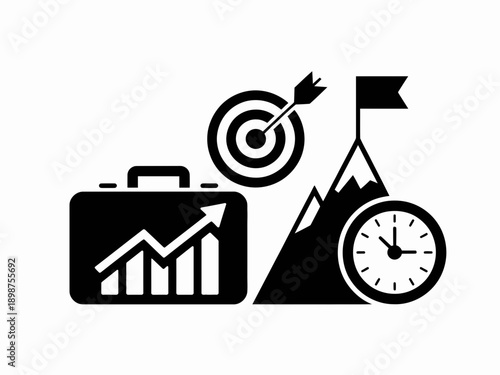 Achieving success through strategic planning and timely execution isolated on white background, Vector, illustration