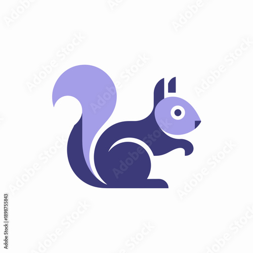 A stylized purple squirrel sitting upright on its hind legs isolated on white background, Vector, illustration