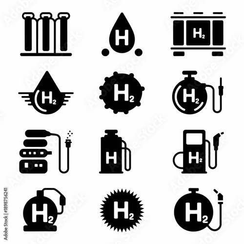 Collection of diverse icons representing various utilities and services isolated on white background, Vector, illustration
