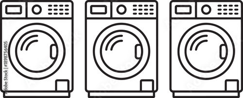 Washing machine in different styles laundry appliance black and white front load