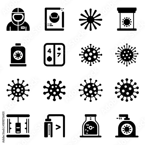 A collection of diverse icons representing various symbols and objects isolated on white background, Vector, illustration
