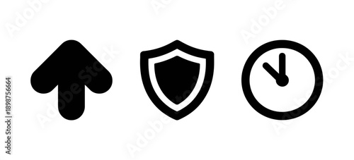 Icons representing progress, security, and time management concepts isolated on white background, Vector, illustration