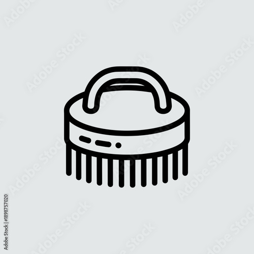 Black line art hairbrush icon