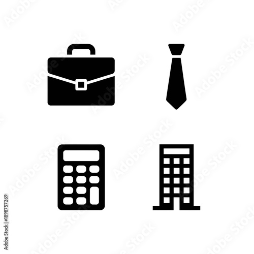Icons representing professional and business-related items and concepts isolated on white background, Vector, illustration