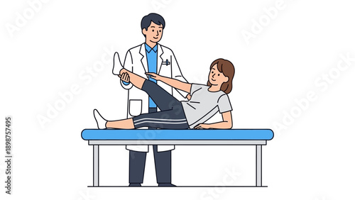 Doctor Examining Patient's Leg: A medical professional assesses a patient's leg, demonstrating a commitment to care and wellness in a clinical environment. 