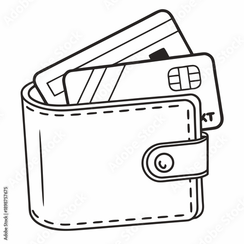 Wallet with Credit Cards Business Line Art