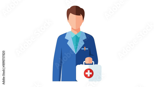 Medical Professional: A dedicated medical professional stands prepared, embodying care, holding a first aid kit, ready to offer help and support.