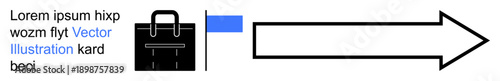 Business development, workflow management, goal setting, professional growth, team planning, structured processes. Briefcase, horizontal arrow and text elements. Business development and workflow