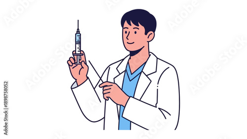 A Healthcare Worker: A medical expert prepares for patient care by holding a syringe, representing healthcare, vaccination, and medicine. Capturing commitment and well-being.