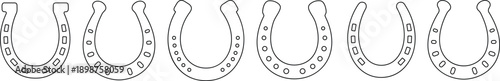 Horseshoe icon set. Luck symbol line style. Horse shoes collection vector illustration