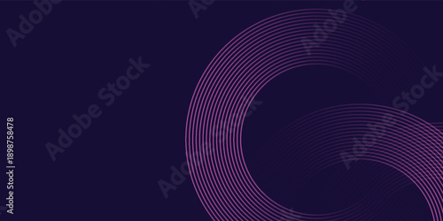 Futuristic abstract background. Glowing circle lines design. Swirl circular lines element. Future technology concept. Horizontal banner template. EPS 10