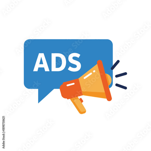 Ads Megaphone Marketing Speech Bubble Icon Digital Advertising Concept