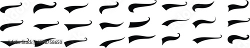 Swoosh and swash tails collection. Swooshes text tail for baseball design. Sports swash underline shapes set in retro style. Swish typography font element for athletics, baseball, football