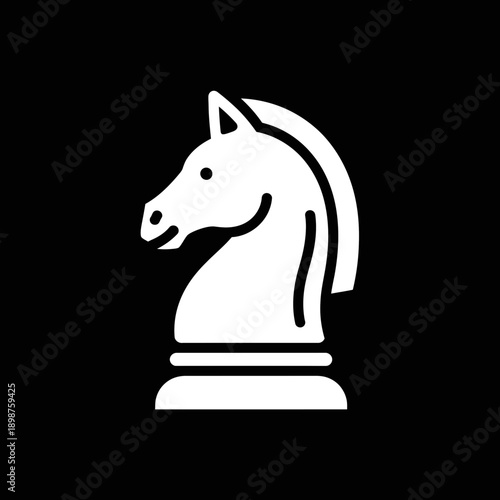 Chess Knight Icon – Strategy Horse Piece Game Silhouette Symbol