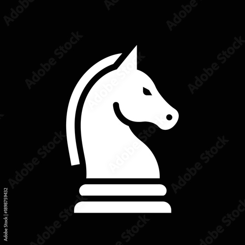 Chess Knight Icon – Strategy Horse Piece Game Silhouette Symbol