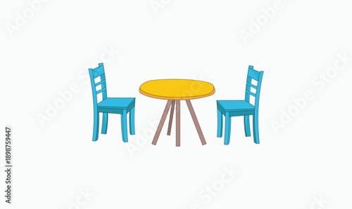 Round table with two chair vector