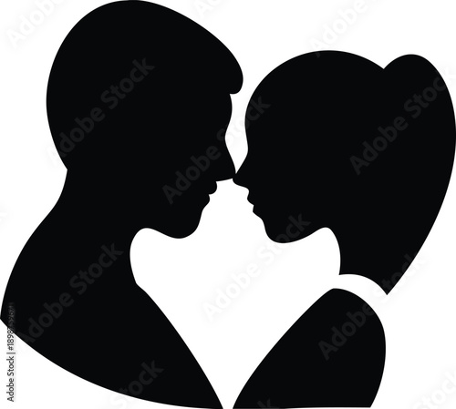 loving couple silhouette nose to nose romantic moment