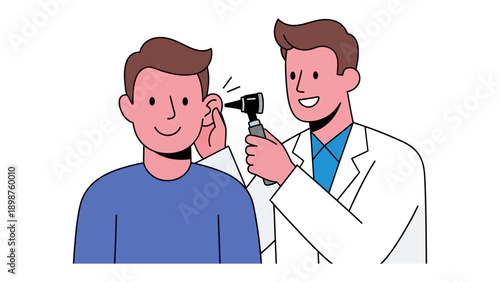 Ear Examination: A healthcare professional examines a patient's ear with an otoscope. The image showcases the process of medical check-up