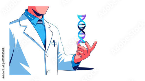 DNA Helix in Hand: A doctor wearing a white lab coat delicately holds a radiant DNA helix, symbolizing scientific innovation and genetic research.