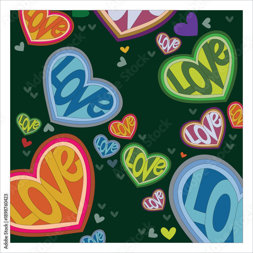 Small vintage and colored heart symbols