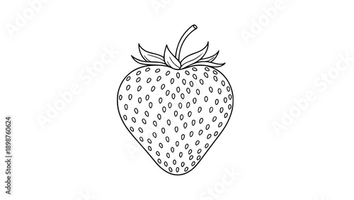 Single Line Strawberry — Minimalist Berry Fruit Line Art Icon