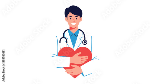 Caring Hands, Compassionate Heart: A healthcare professional cradles a large red heart, symbolizing compassion, care, and dedication to well-being. Reflecting the essence of health and medicine.