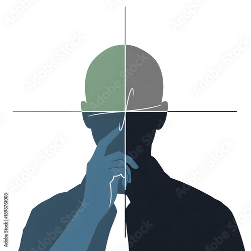 Thoughtful businessman in split personality concept with puzzle pieces