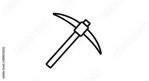 Simple line drawing of a pickaxe on a white background