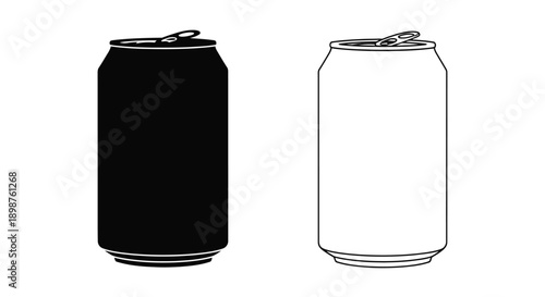 Two aluminum cans one black and one white presented in a contrasting style
