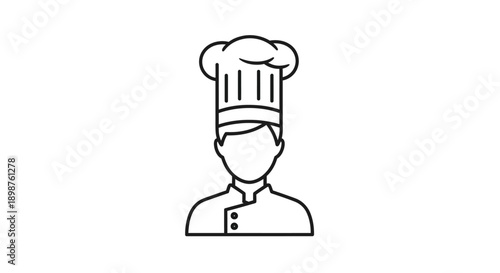Simple line drawing of a chef s head wearing a traditional toque
