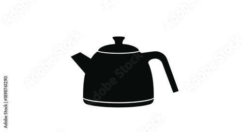 Simple black silhouette of a classic teapot with a curved spout