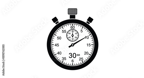 A black and white illustration of a stopwatch displaying time measurement
