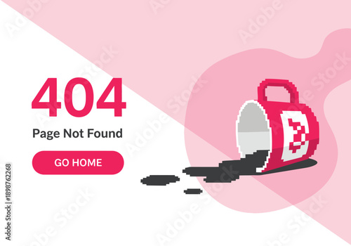 404 page not found error illustration with spilled coffee mug